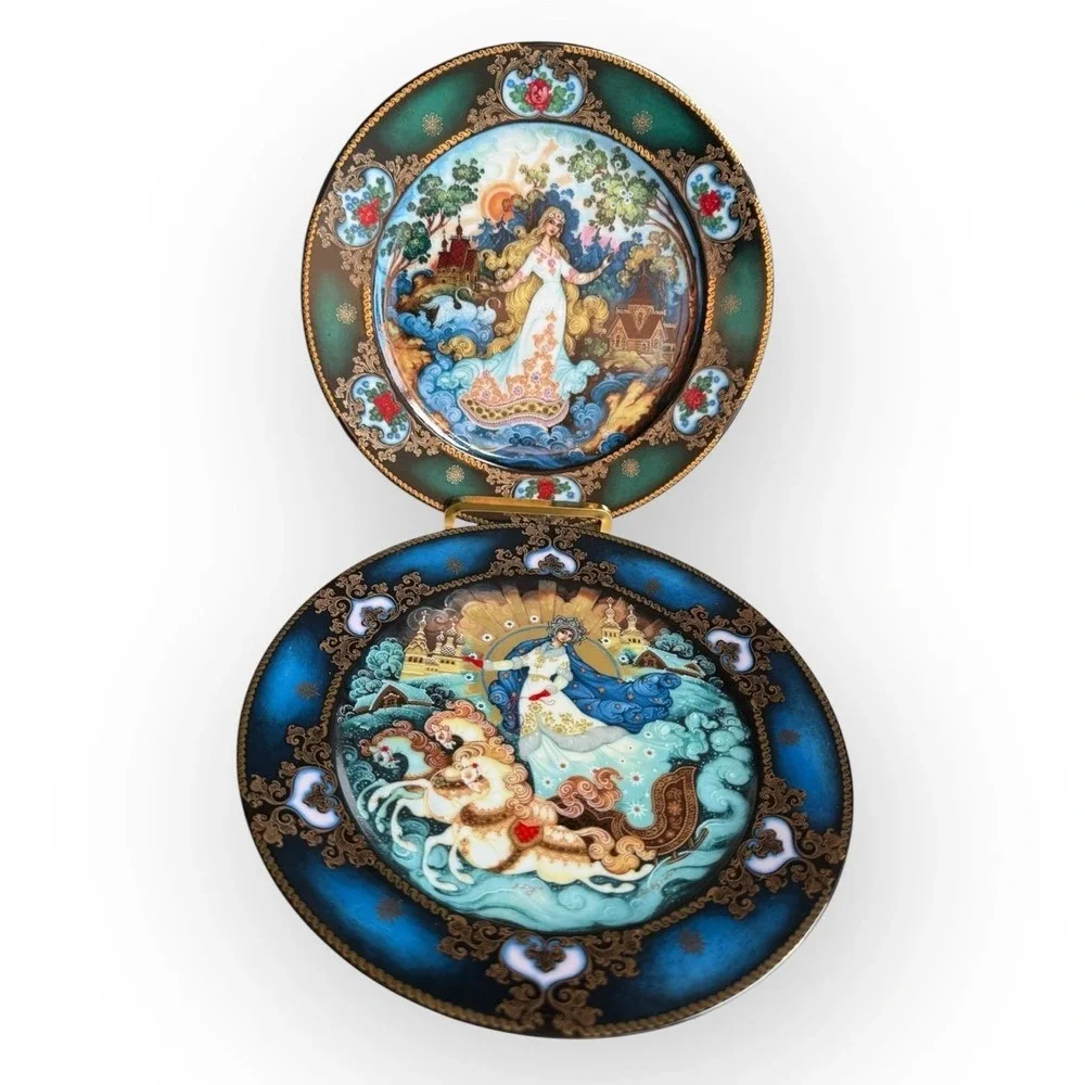1992 Russian Seasons Bradford Exchange Plates Sergei Devyatkin Winter + Spring